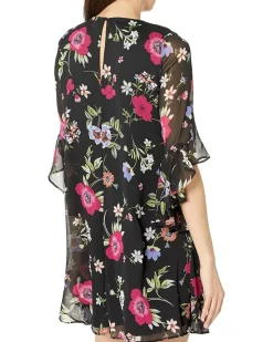Chiffon Print Bell Sleeve Dress