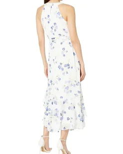 Chiffon Print Mock Neck Maxi Dress