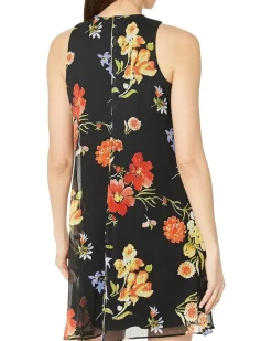 Chiffon Print Sleeveless Shift Dress