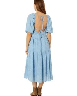 Clip Dot Midi Tiered Dress