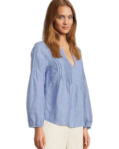 Coastalina Pintuck Peasant Top