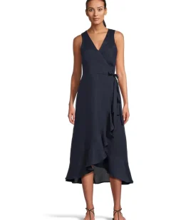 Coastalina Sleeveless Wrap Midi Dress