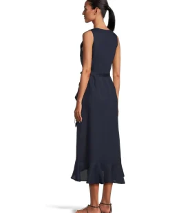 Coastalina Sleeveless Wrap Midi Dress