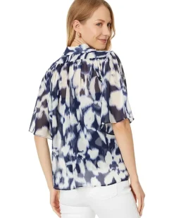 Collard Short Slv Blouse W Shirt