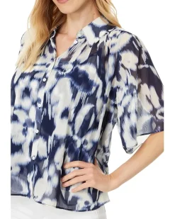 Collard Short Slv Blouse W Shirt