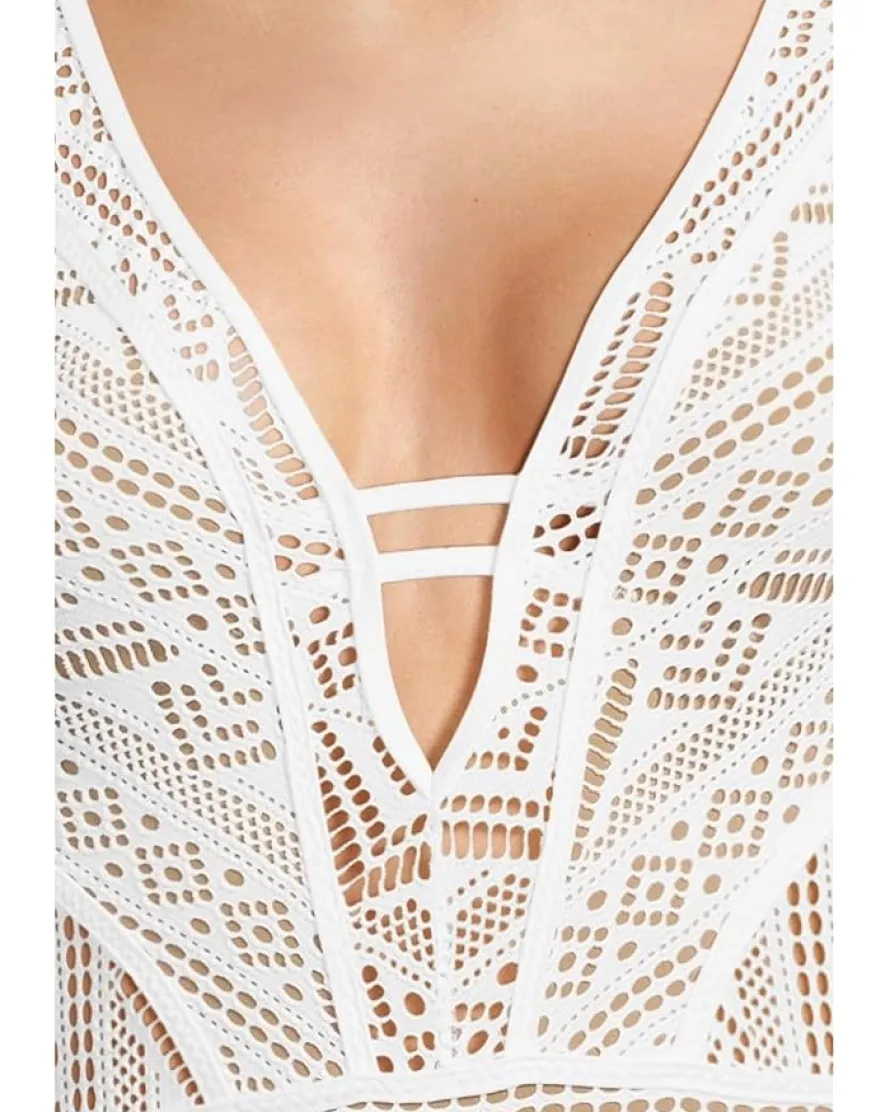 Color Play Crochet Plunge One Piece