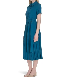 Commuter Pleated Shirt Dress