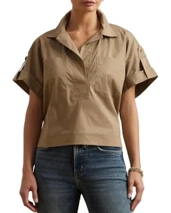 Cotton Blend Short Sleeve Camp Shirt