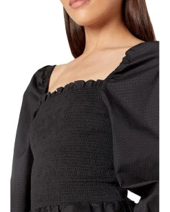 Cotton Puff Sleeve Smocked Bodice Top