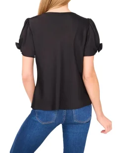 Cowl Neck Bubble Short Sleeve Top