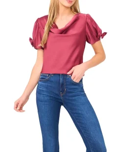 Cowl Neck Bubble Short Sleeve Top