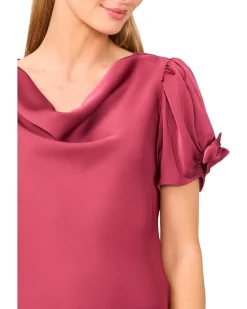 Cowl Neck Bubble Short Sleeve Top