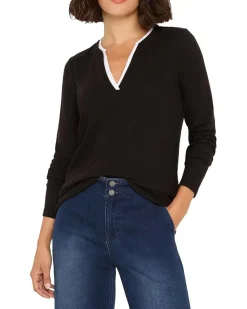 Cozy Jersey Double Layer Split Neck Tee