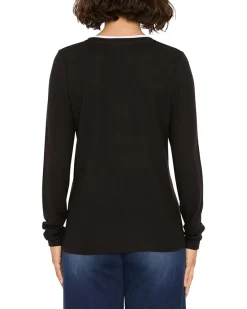 Cozy Jersey Double Layer Split Neck Tee