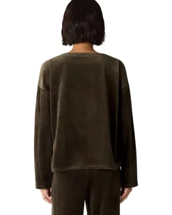 Cozy Velour Knit Bateau Neck Boxy Top