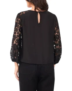 Crew Neck Lace Sleeves Long Sleeve