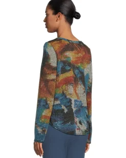 Crew Neck Long Sleeve Top with Overlok Stitching