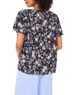 Crew Neck Shirring with Tulip Sleeves