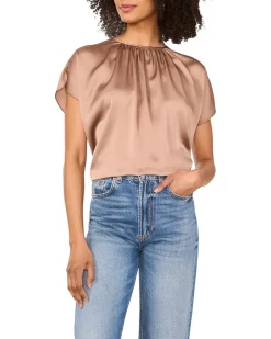 Crewneck Shirring Short Sleeve