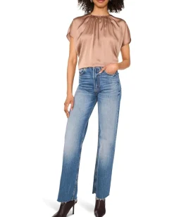 Crewneck Shirring Short Sleeve