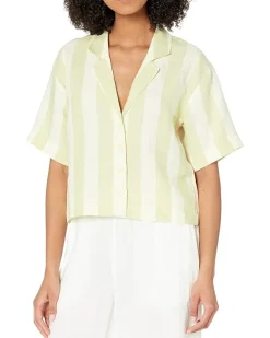 Cropped Resort Shirt - Refined Linen Stripe