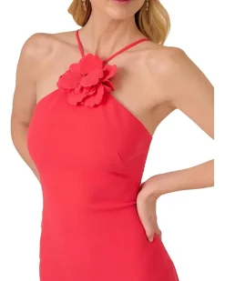 3d Flower Halter Midi Dress