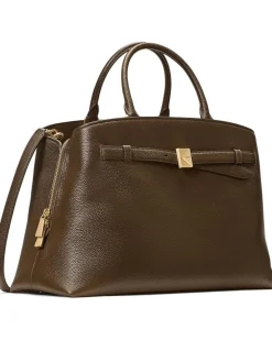 Deco Pebbled Leather Large Satchel