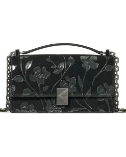 Deco Uptown Blooms Printed Suede Mini Flap Chain Crossbody
