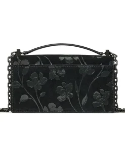 Deco Uptown Blooms Printed Suede Mini Flap Chain Crossbody