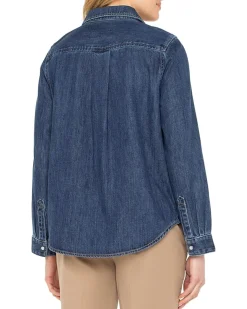 Denim Button Down Long Sleeve Shirt With Pockets
