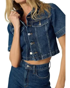 Denim Trucker Short Sleeve Top