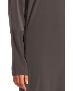 Dolman V-Neck Side Slit Gown With Shoulder Pads