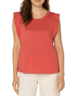 Double Layer Flutter Sleeve Slub Knit Top