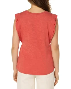 Double Layer Flutter Sleeve Slub Knit Top