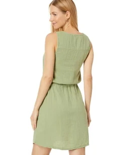 Double Layer Gauze Sleeveless Drawstring Dress