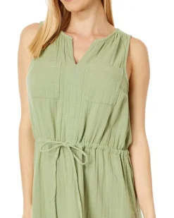 Double Layer Gauze Sleeveless Drawstring Dress