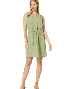 Double Layer Gauze Sleeveless Drawstring Dress