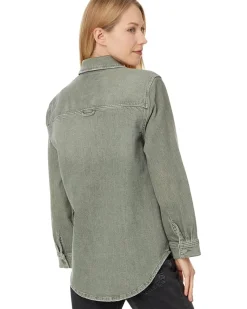 Drop Shoulder Overshirt W/ Shirt Tail Hem