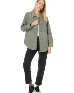 Drop Shoulder Overshirt W/ Shirt Tail Hem