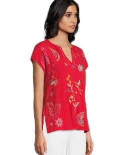 Easy Paneled V-neck Tee - Loulia