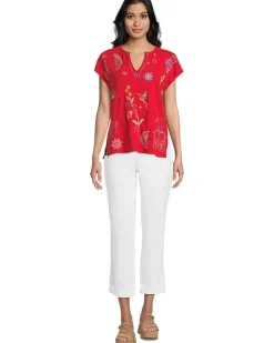 Easy Paneled V-neck Tee - Loulia