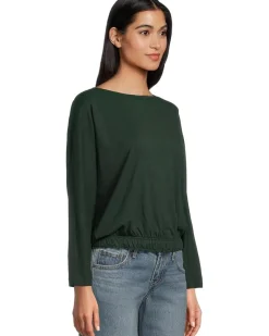 Elastic Hem Dolman Boatneck