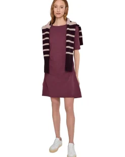 Elbow Sleeve Below The Knee Shirred Dress