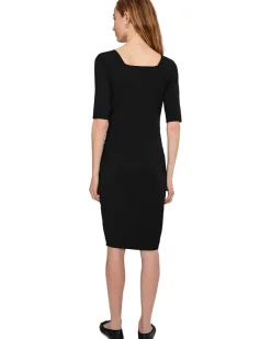 Elbow Sleeve Below The Knee Ruched Dress