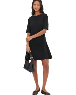 Elbow Sleeve Below The Knee Shirred Dress