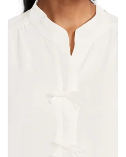 Elbow Sleeve Bow Placket Blouse