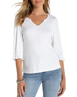 Elbow Sleeve Notch Knit Tee