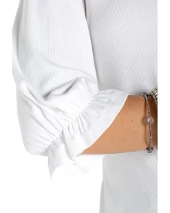 Elbow Sleeve Notch Knit Tee