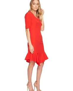 Elbow Sleeve Ruffle Flounce Dress