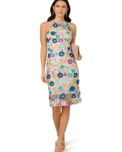 Embroidered Column Midi Dress